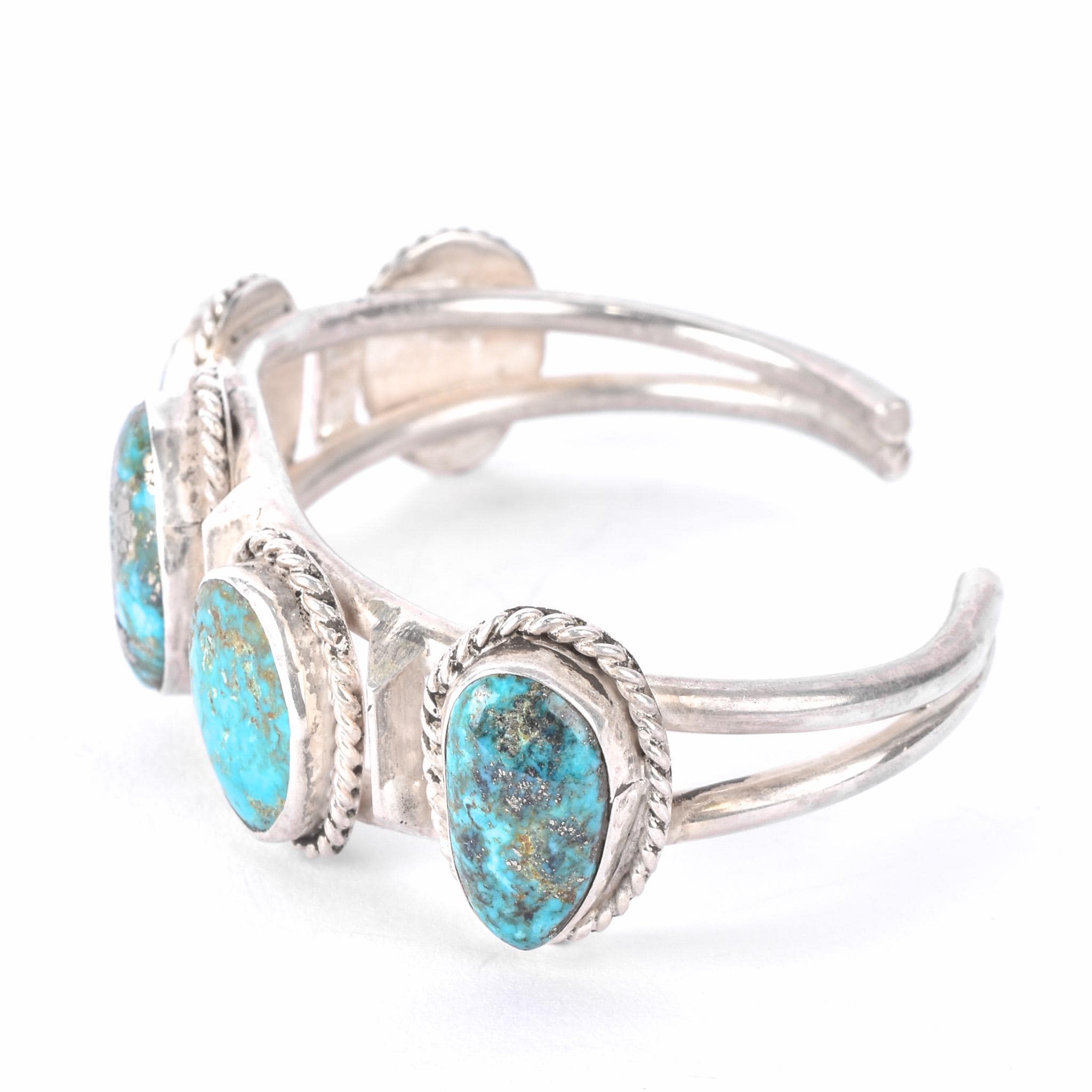 Navajo Sterling Silver and Morenci Turquoise Cuff Bracelet