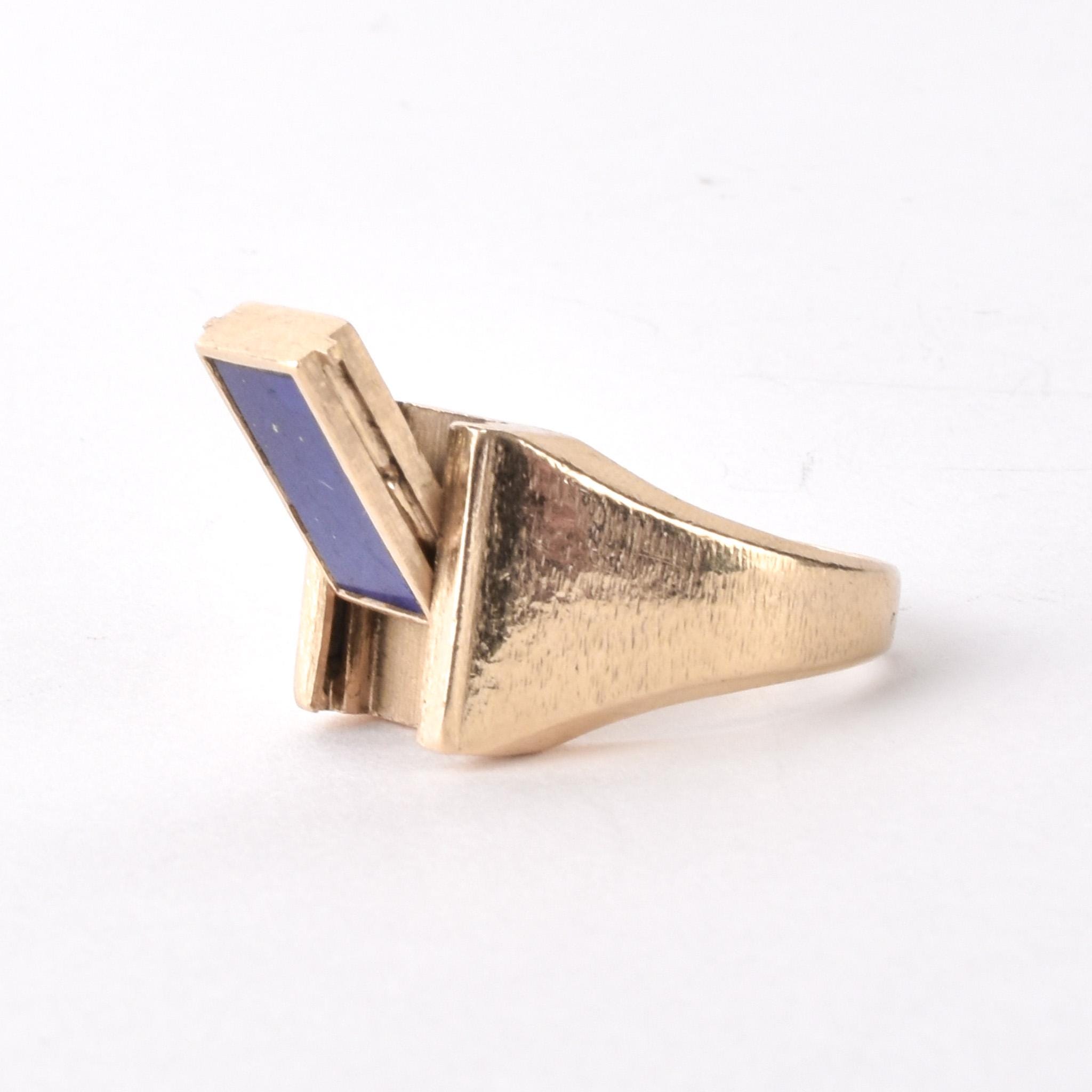 14K Gold Switchable Lapis Lazuli and Onyx Signet Ring