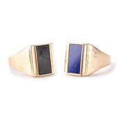 14K Gold Switchable Lapis Lazuli and Onyx Signet Ring