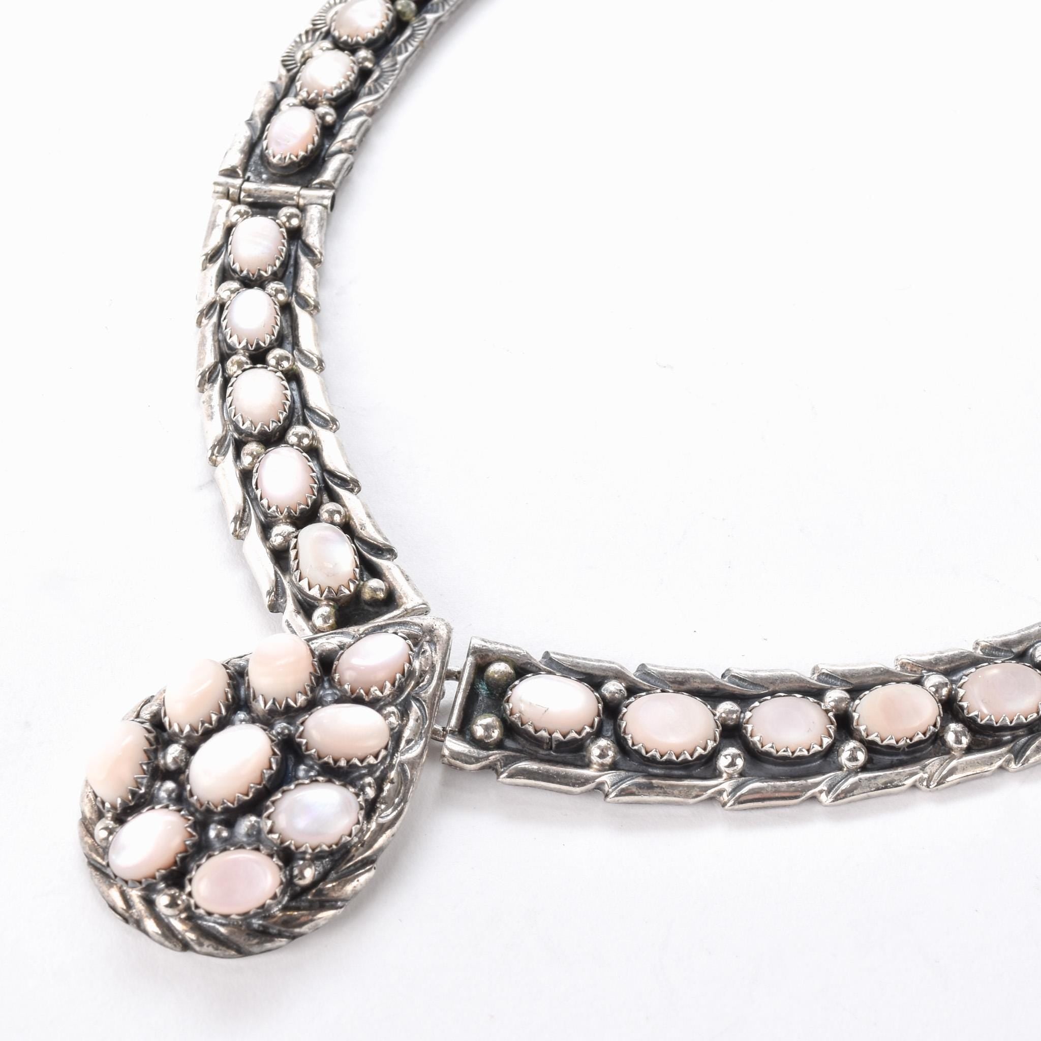 Navajo Sterling Silver and Pink Mother of Pearl Necklace
