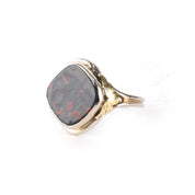 Vintage 14K Two-Tone White Gold Bloodstone Signet Ring, Size 3 1/4