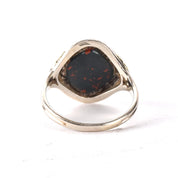Vintage 14K Two-Tone White Gold Bloodstone Signet Ring, Size 3 1/4