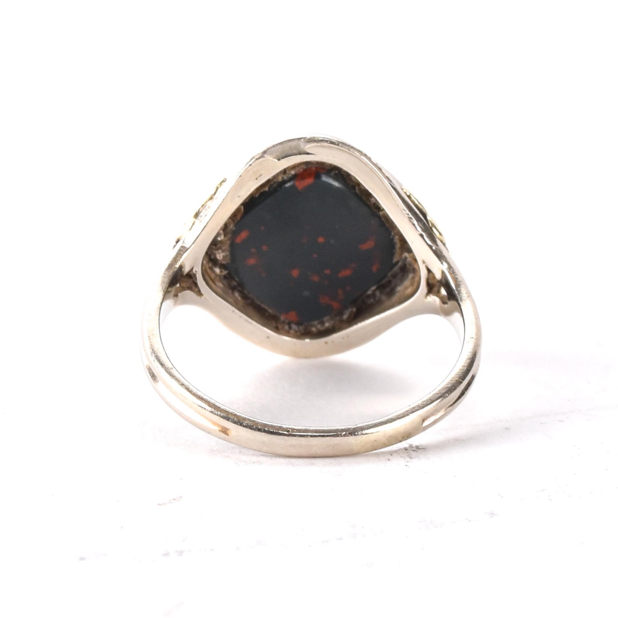 Vintage 14K Two-Tone White Gold Bloodstone Signet Ring, Size 3 1/4