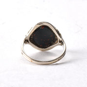 Vintage 14K Two-Tone White Gold Bloodstone Signet Ring, Size 3 1/4