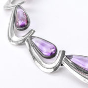 Antonia Pineda 970 Silver and Amethyst Cabochon Modernist Choker Necklace
