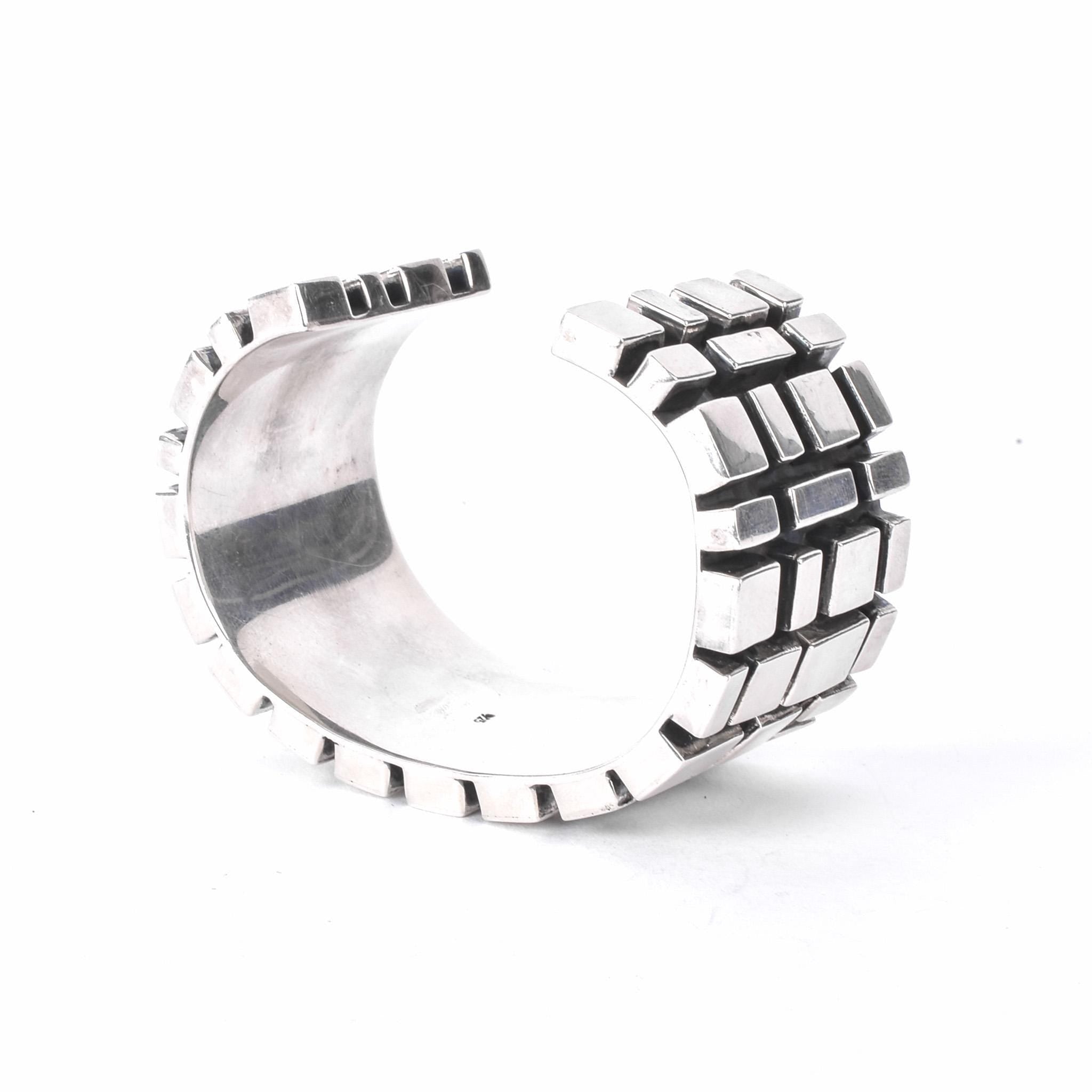 Geometric Modernist Chunky Sterling Silver Cuff Bracelet