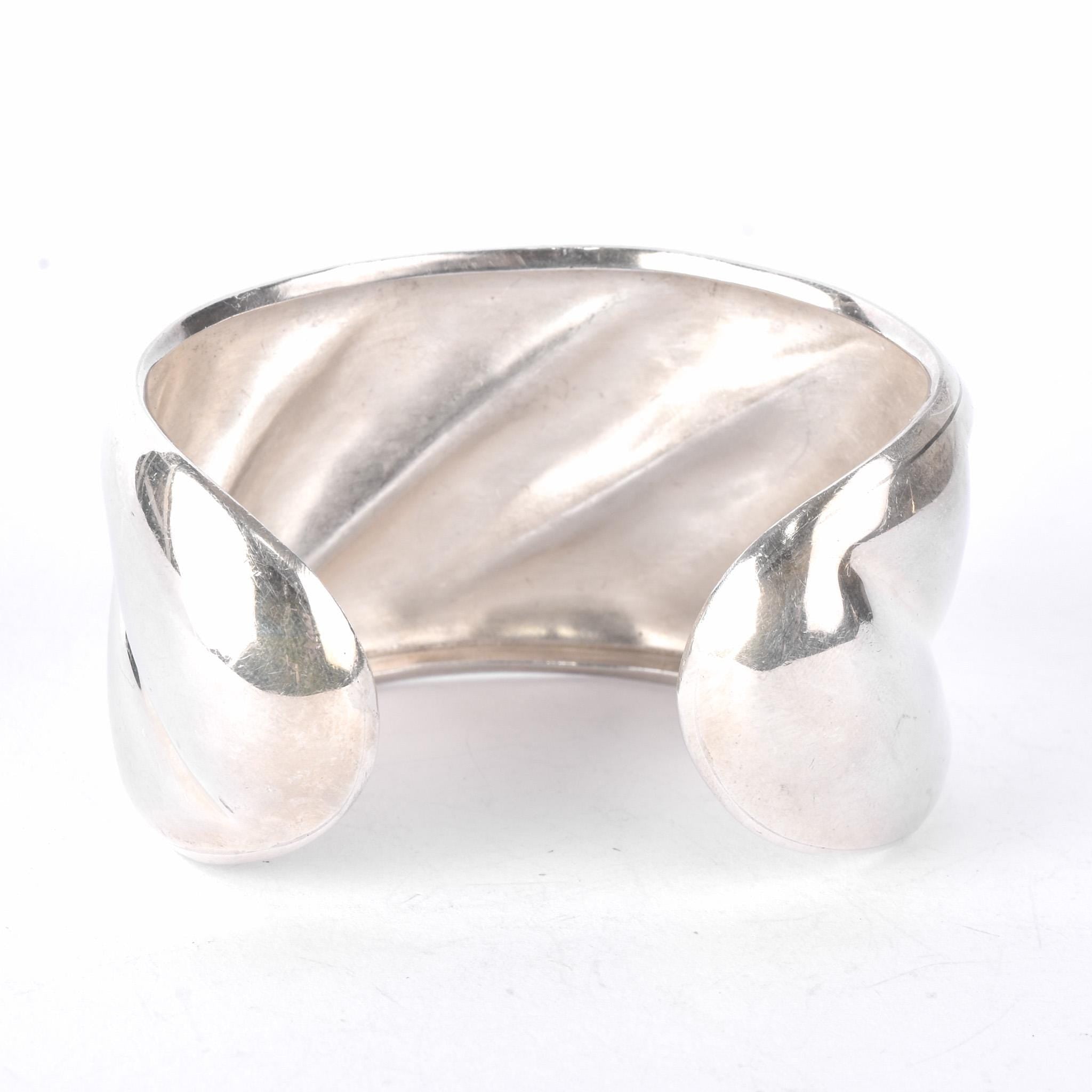 Mexican Modernist Chunky Sterling Silver Cuff Bracelet