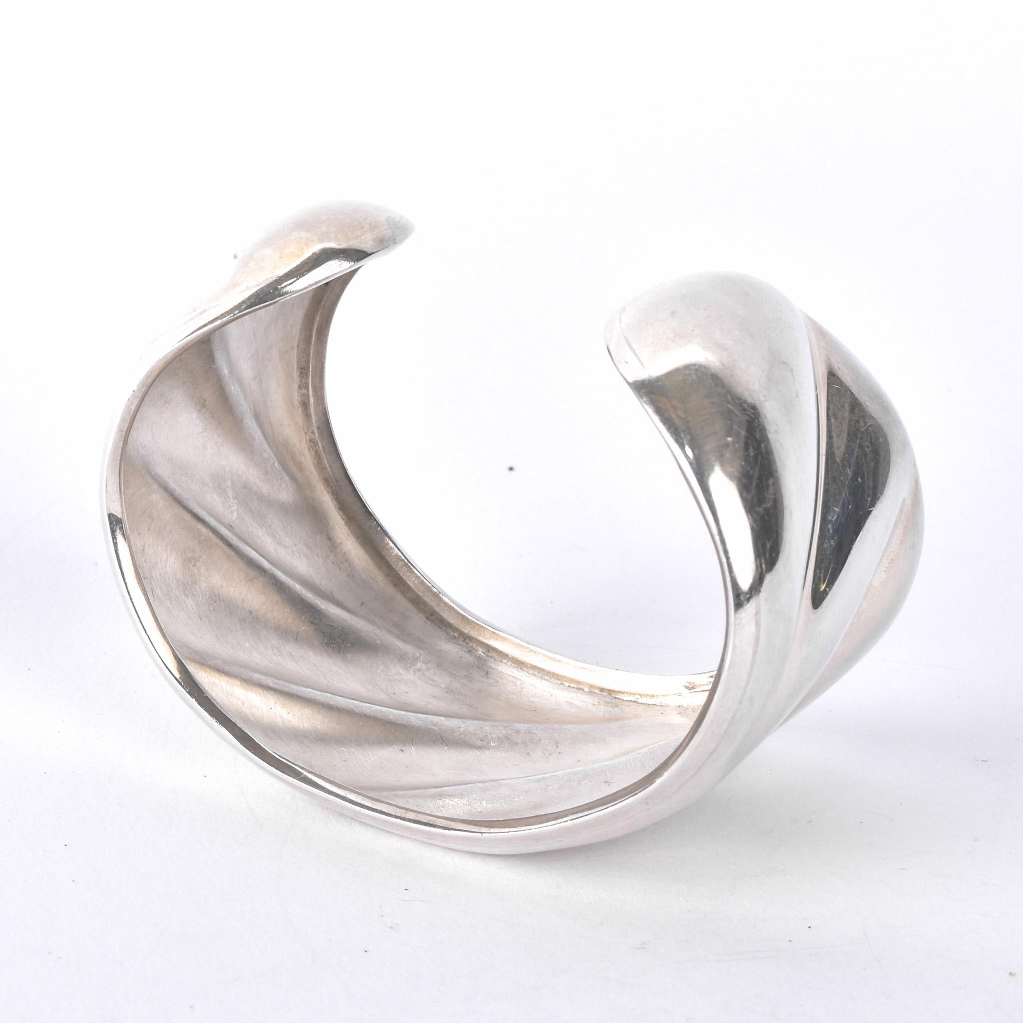 Mexican Modernist Chunky Sterling Silver Cuff Bracelet