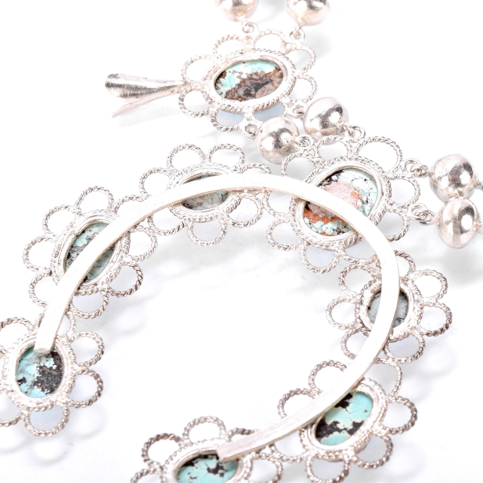 Lightweight Sterling Silver and Turquoise Squash Blossom