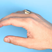 14K Gold Switchable Lapis Lazuli and Onyx Signet Ring