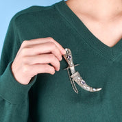 Silver Dagger Brooch with Amethyst, Moonstone, and Mother of Pearl