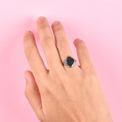 Vintage 14K Two-Tone White Gold Bloodstone Signet Ring, Size 3 1/4