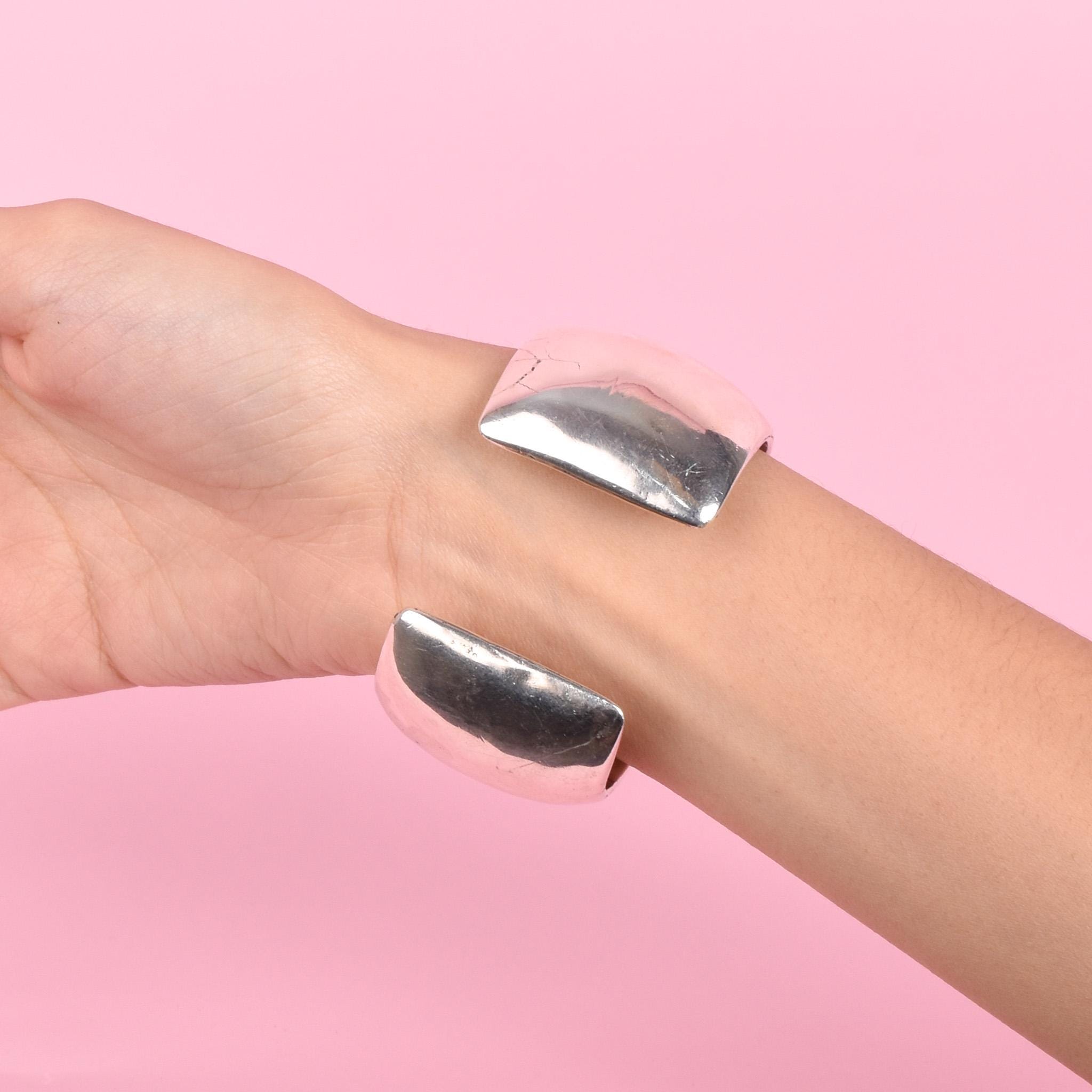 Sterling Silver Polished Domed Chunky Cuff Bracelet