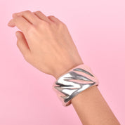 Mexican Modernist Chunky Sterling Silver Cuff Bracelet