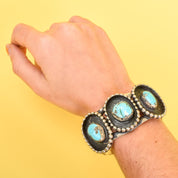 Heavyweight Sterling Silver and Turquoise Cuff Bracelet