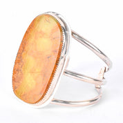 Vintage Massive Green Onyx Sterling Silver Cuff Bracelet, 6in