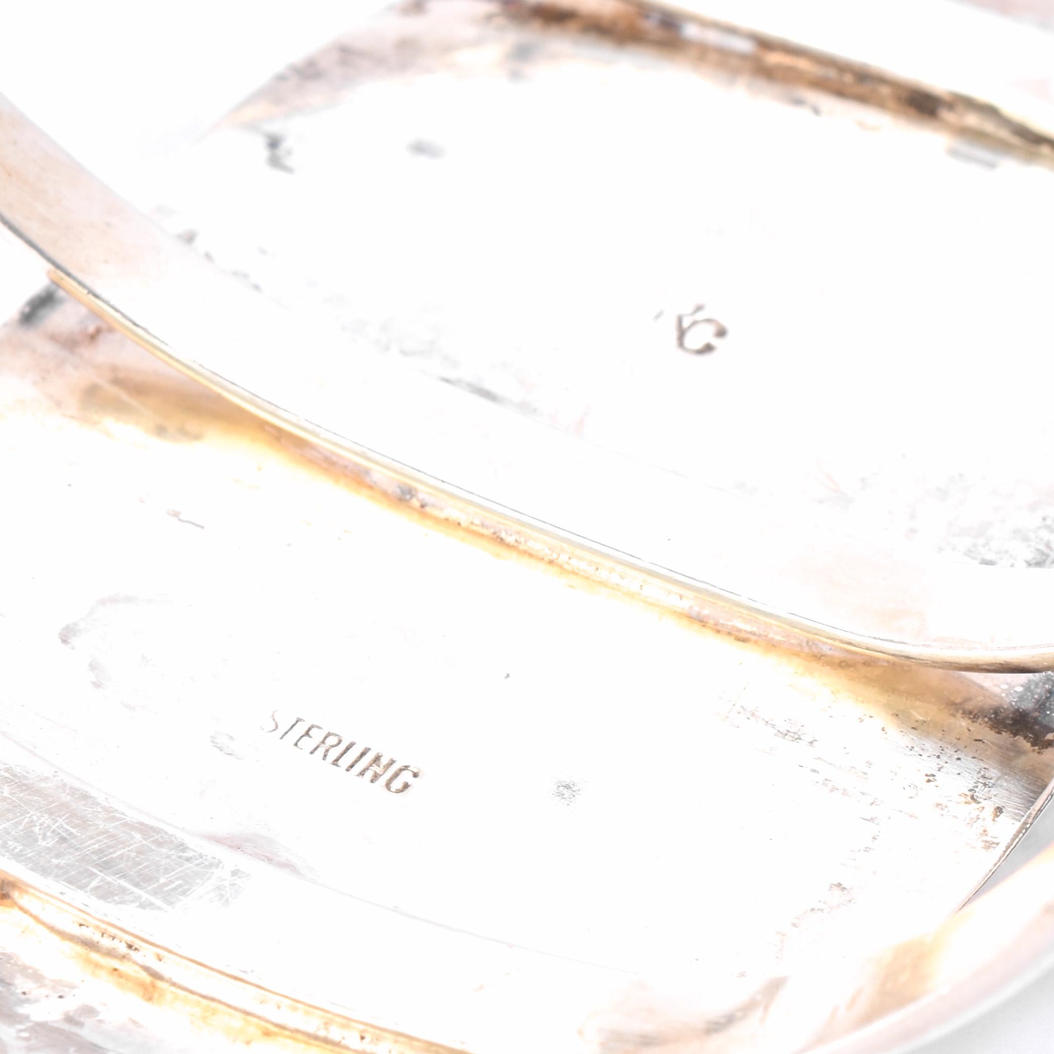 Vintage Massive Green Onyx Sterling Silver Cuff Bracelet, 6in