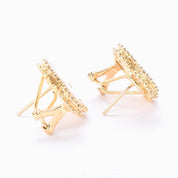 18K Gold and Mother of Pearl Quatrefoil Stud Earrings