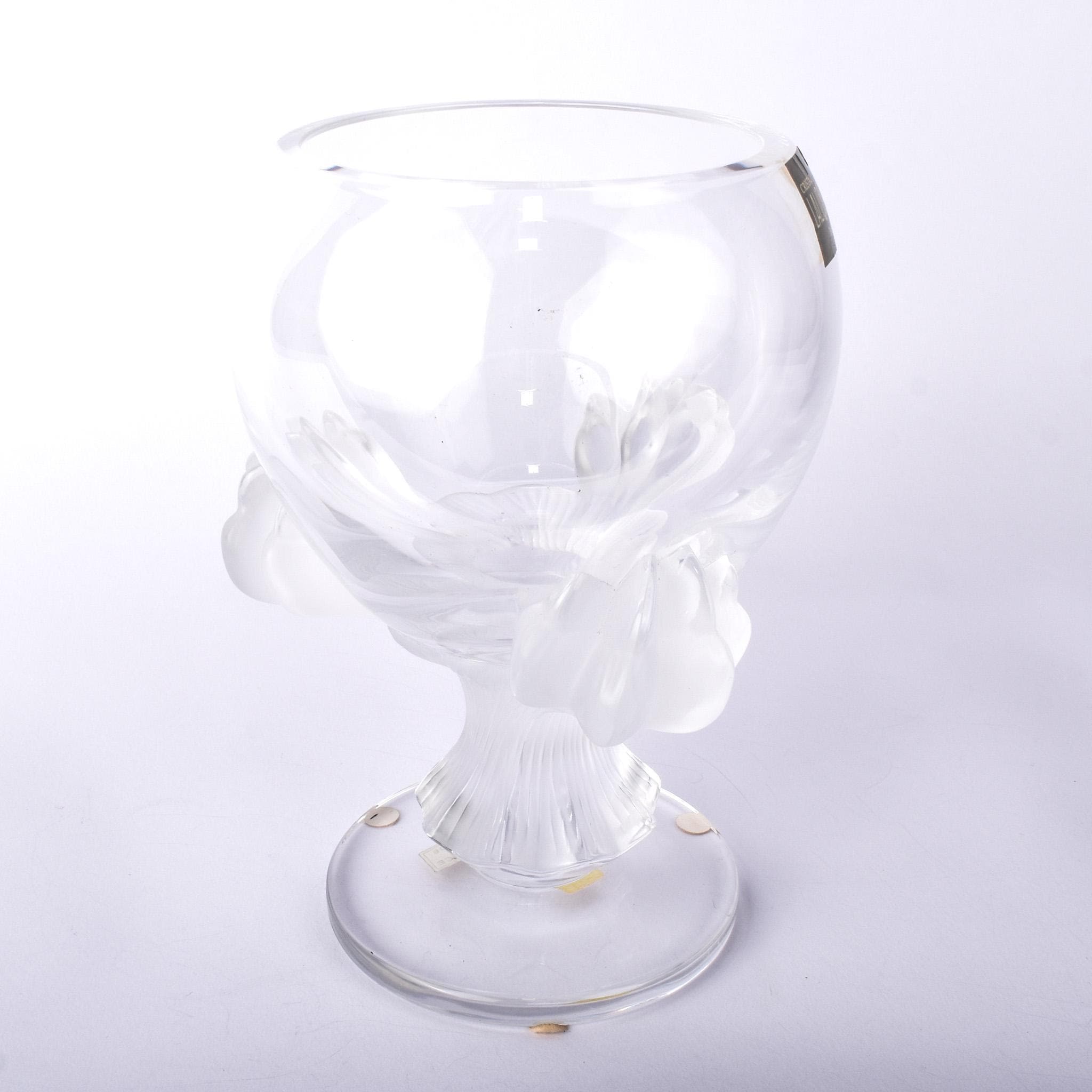 Lalique "Bagheera" Frosted Crystal Glass Vase