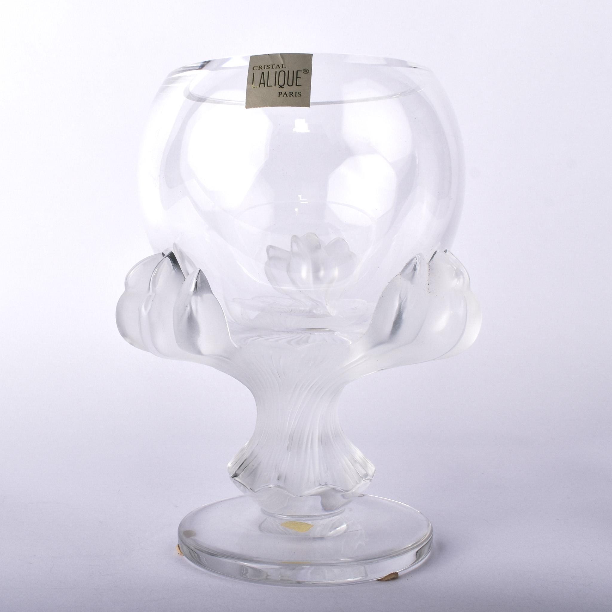 Lalique "Bagheera" Frosted Crystal Glass Vase