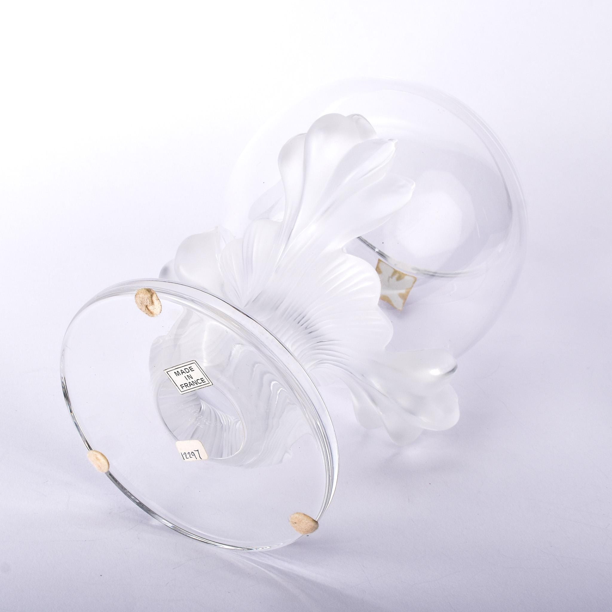 Lalique "Bagheera" Frosted Crystal Glass Vase