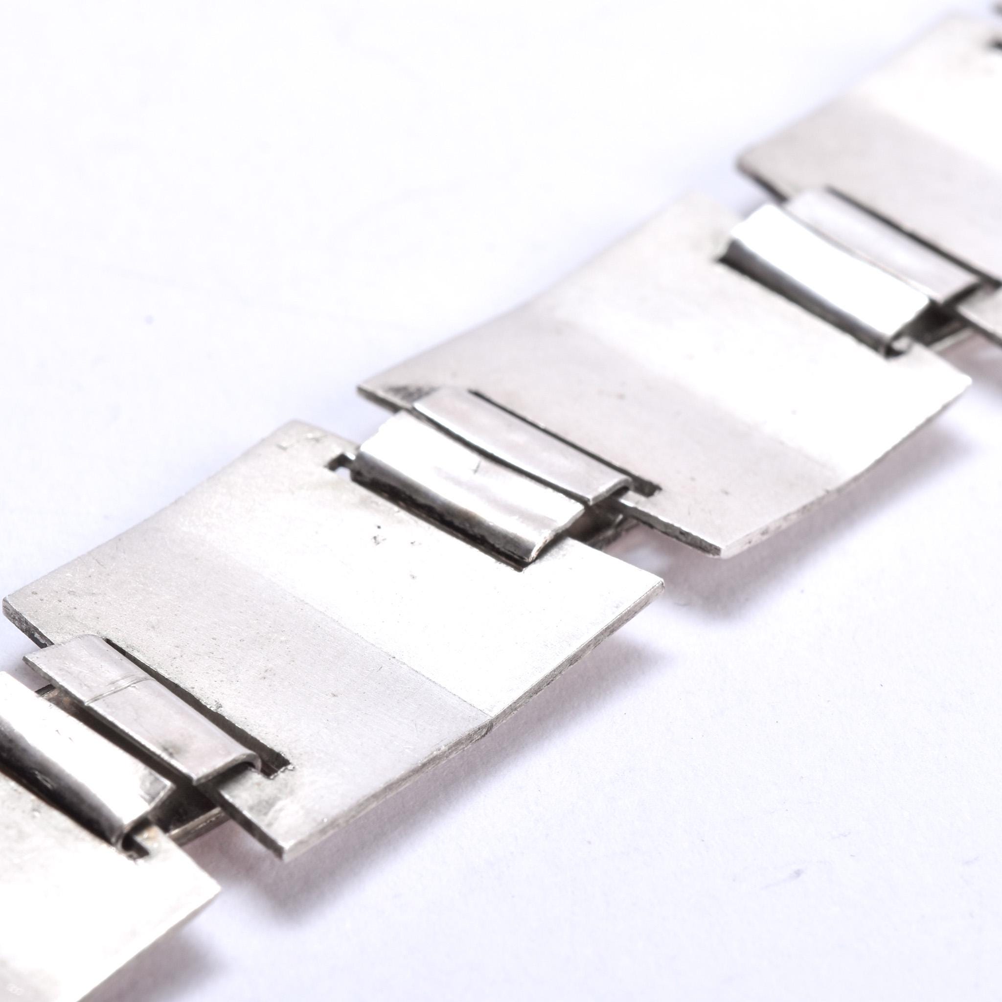 Danish Modernist Sterling Silver Geometric Link Bracelet