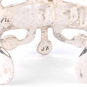 1970s Signed Jack Adakai Unique Sterling Silver & Turquoise Cuff Bracelet