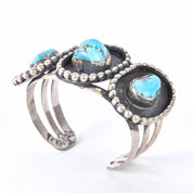 Heavyweight Sterling Silver and Turquoise Cuff Bracelet