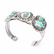 Navajo Sterling Silver & Green/Blue Turquoise Cuff Bracelet