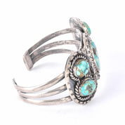 Navajo Sterling Silver & Green/Blue Turquoise Cuff Bracelet