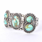 Navajo Sterling Silver & Green/Blue Turquoise Cuff Bracelet