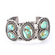 Navajo Sterling Silver & Green/Blue Turquoise Cuff Bracelet