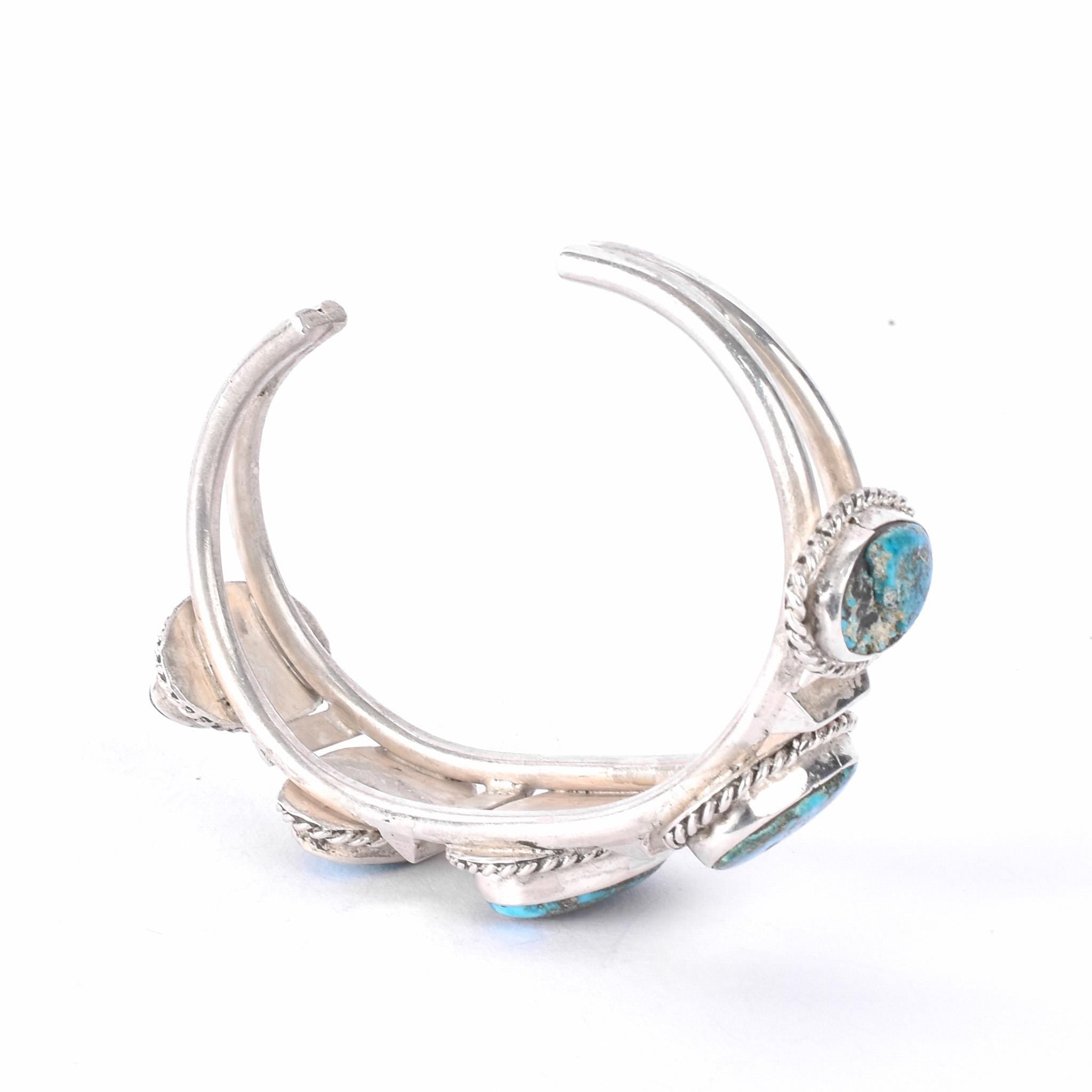 Navajo Sterling Silver and Morenci Turquoise Cuff Bracelet