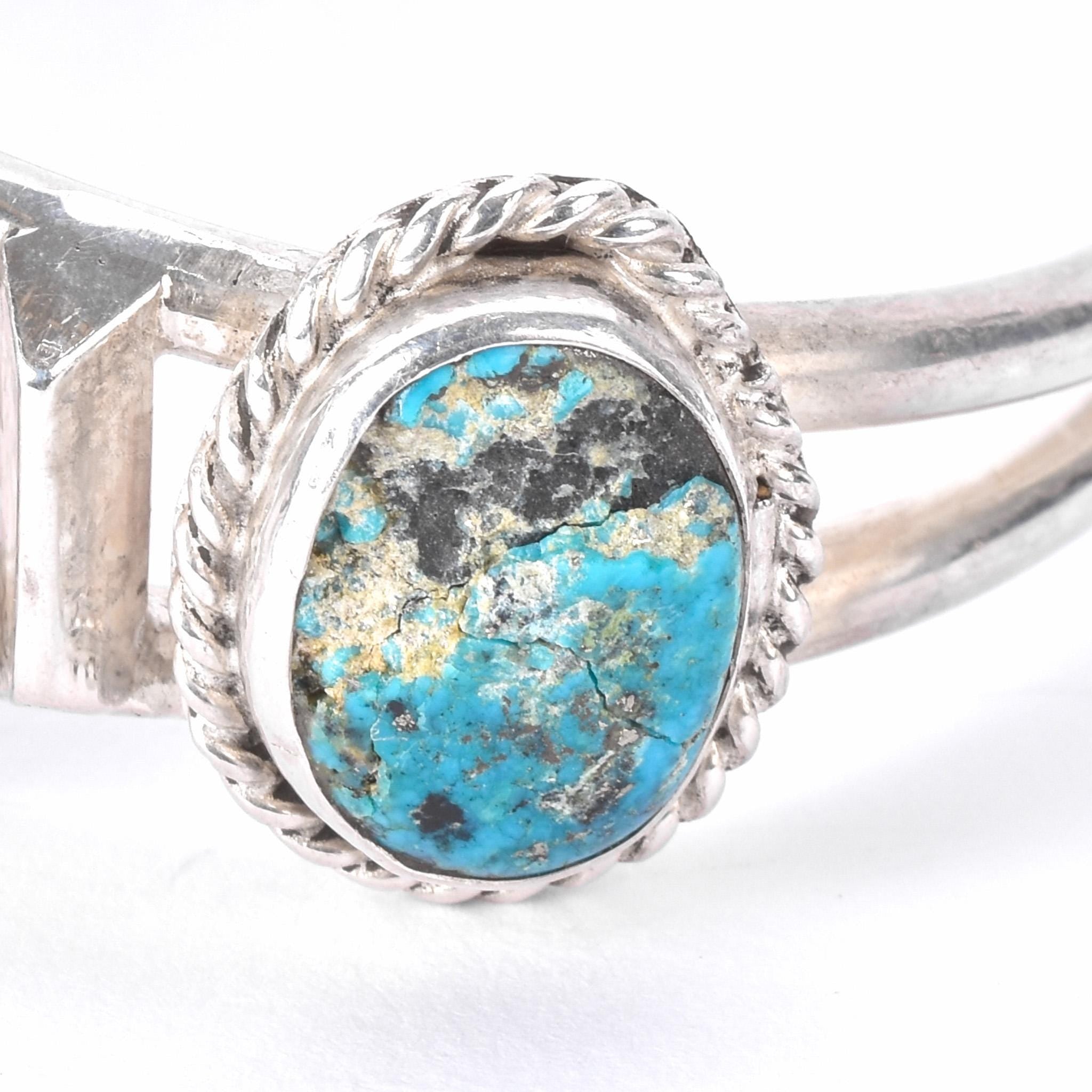 Navajo Sterling Silver and Morenci Turquoise Cuff Bracelet