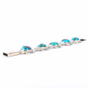Signed Ben Piaso Jr Navajo Sterling Silver & Turquoise Link Bracelet