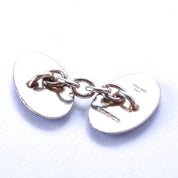 Vintage Sterling Deakin & Francis English Blue Enamel Swirl Chain-Style Cufflinks