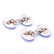Vintage Sterling Deakin & Francis English Blue Enamel Swirl Chain-Style Cufflinks