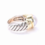 Vintage David Yurman 14K Gold & Sterling Silver Pearl Noblesse Ring