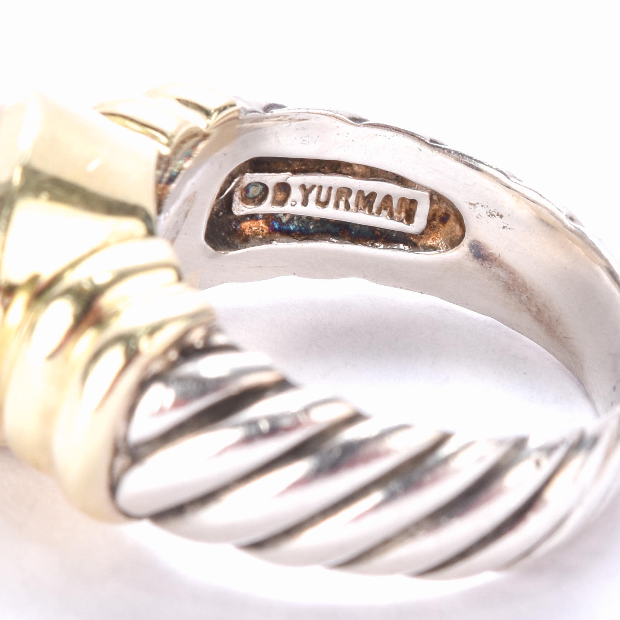 Vintage David Yurman 14K Gold & Sterling Silver Pearl Noblesse Ring