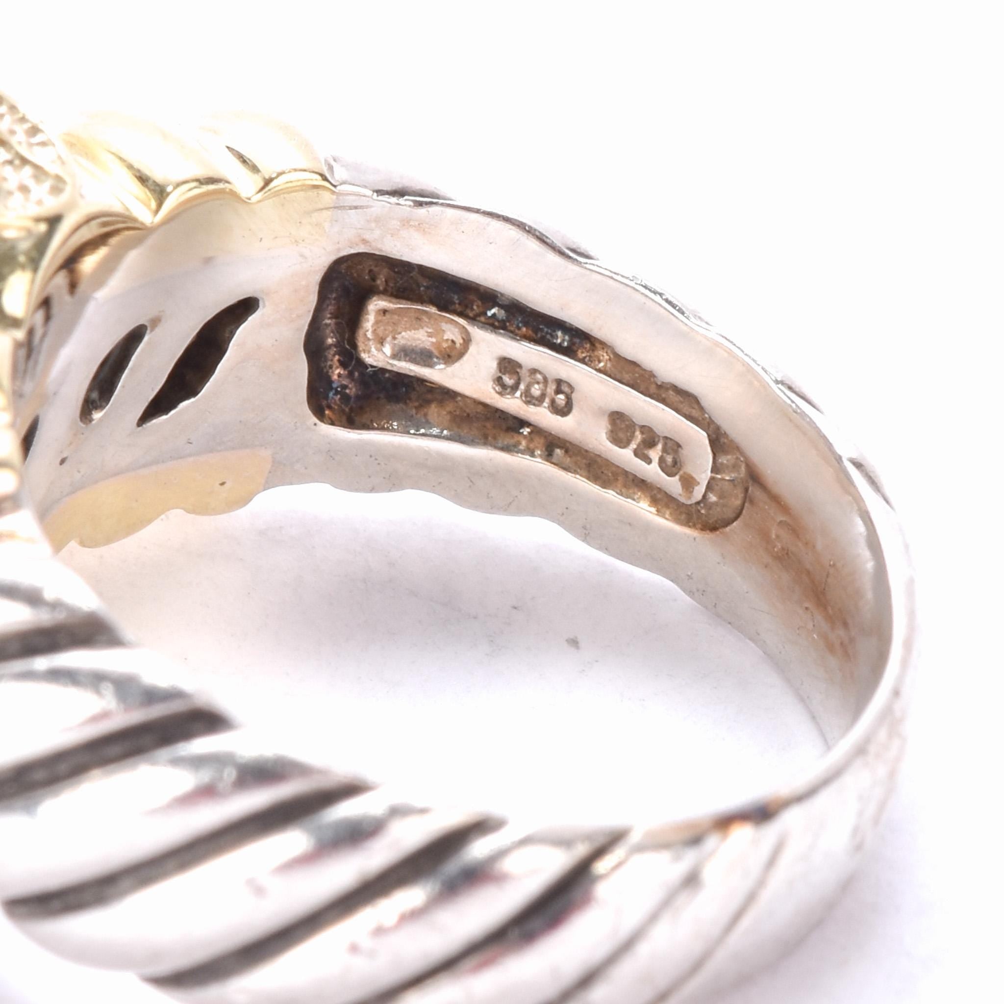Vintage David Yurman 14K Gold & Sterling Silver Pearl Noblesse Ring