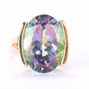 14K Gold Massive Mystic Topaz Cocktail Ring