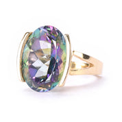 14K Gold Massive Mystic Topaz Cocktail Ring