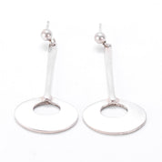 1960s Tone Vigeland Norwegian Mid-Century Sterling Silver Disc Dangle Earrings