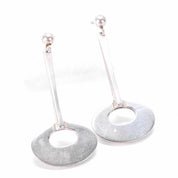 1960s Tone Vigeland Norwegian Mid-Century Sterling Silver Disc Dangle Earrings