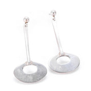 1960s Tone Vigeland Norwegian Mid-Century Sterling Silver Disc Dangle Earrings