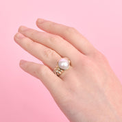 Vintage David Yurman 14K Gold & Sterling Silver Pearl Noblesse Ring
