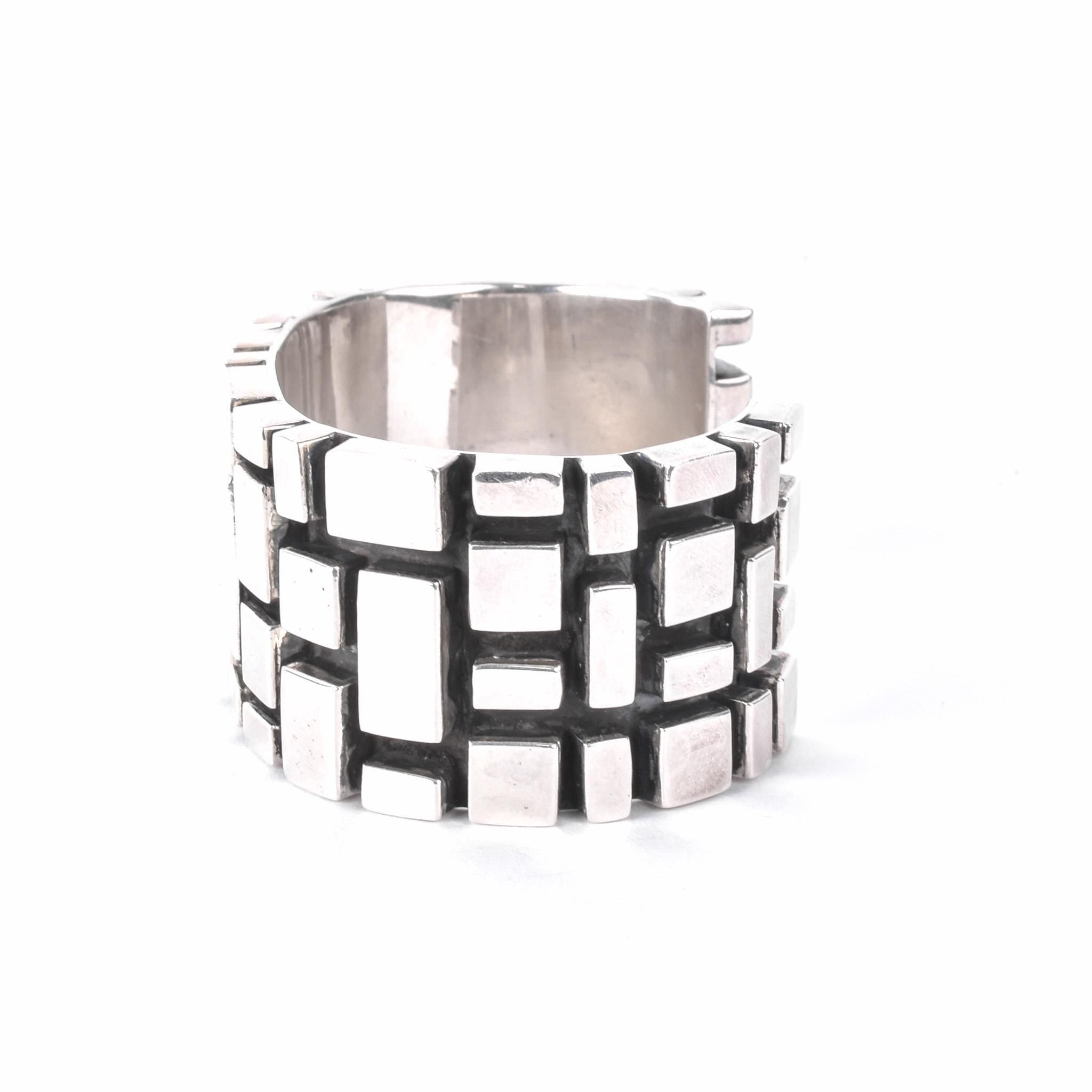 Geometric Modernist Chunky Sterling Silver Cuff Bracelet