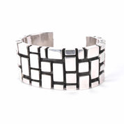 Geometric Modernist Chunky Sterling Silver Cuff Bracelet