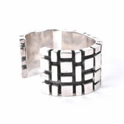 Geometric Modernist Chunky Sterling Silver Cuff Bracelet