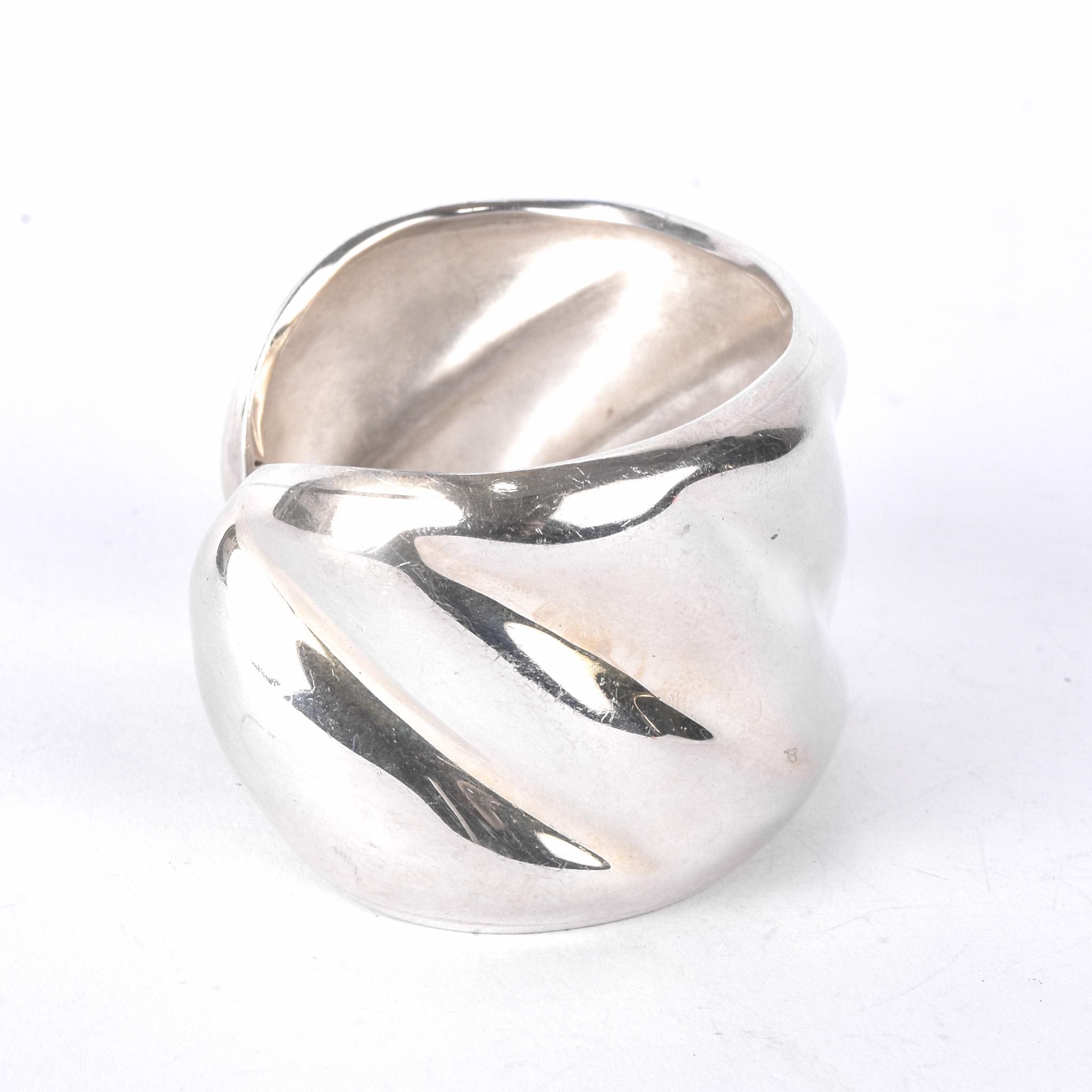 Mexican Modernist Chunky Sterling Silver Cuff Bracelet